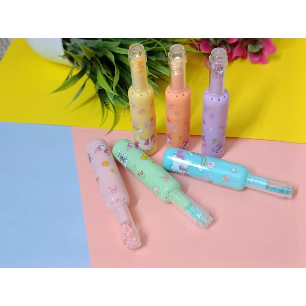 ✨ Pack of 6 Cute Bottle-Shaped Character Highlighters | Kawaii Pastel Stationery Set for Girls & Boys
