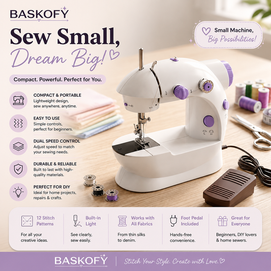 🧵 SM-202A Electric Mini Sewing Machine | Double Thread, 2-Speed Portable Sewing Machine for Home & Travel