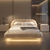 🛏️ Luxury Floating Lambswool Bed | Modern Upholstered Princess King Size Bed for Master Bedroom