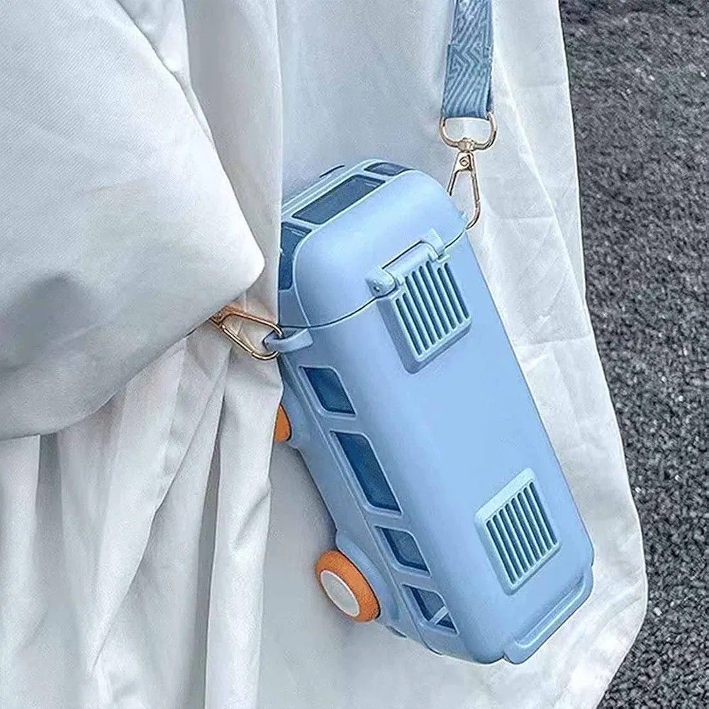 School Bus Design Kids Water Bottle With Strap 600ml | Random Color