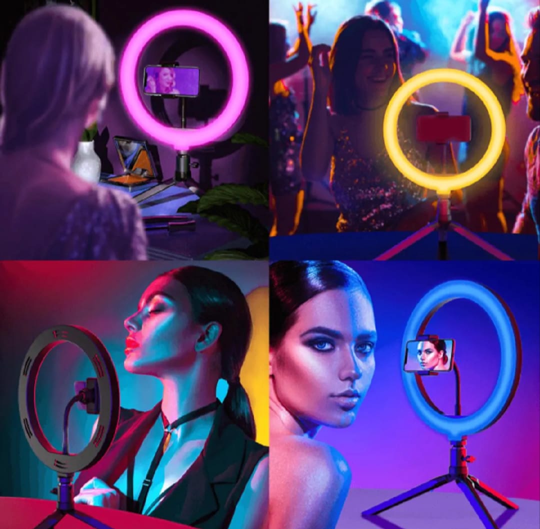 🌈 RGB Ring Light 26 CM (MJ26) with 7 Feet Stand – Adjustable LED Light for Photography, Makeup & Live Streaming