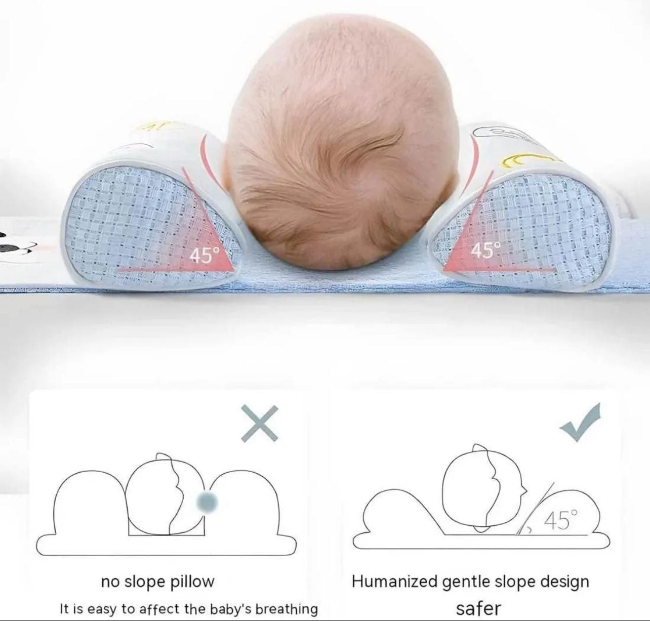👶 Adjustable Baby Sleeping Support Pillow – Anti Roll Cushion & Neck Protection | Random Color