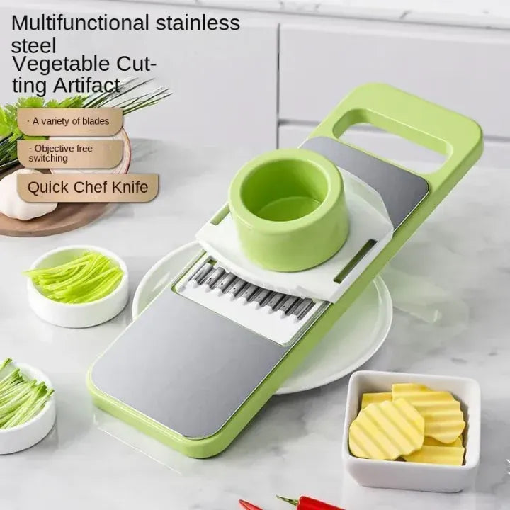 🥕 5-in-1 Multifunctional Vegetable Cutter & Slicer | Stainless Steel Kitchen Mandoline with Garlic Grinder