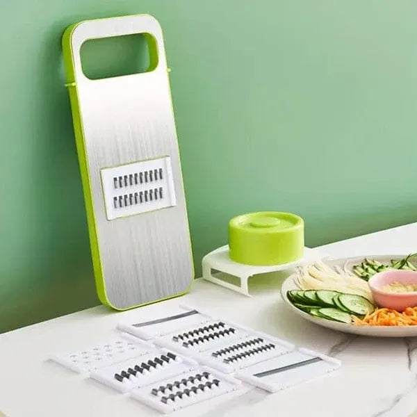 🥕 5-in-1 Multifunctional Vegetable Cutter & Slicer | Stainless Steel Kitchen Mandoline with Garlic Grinder