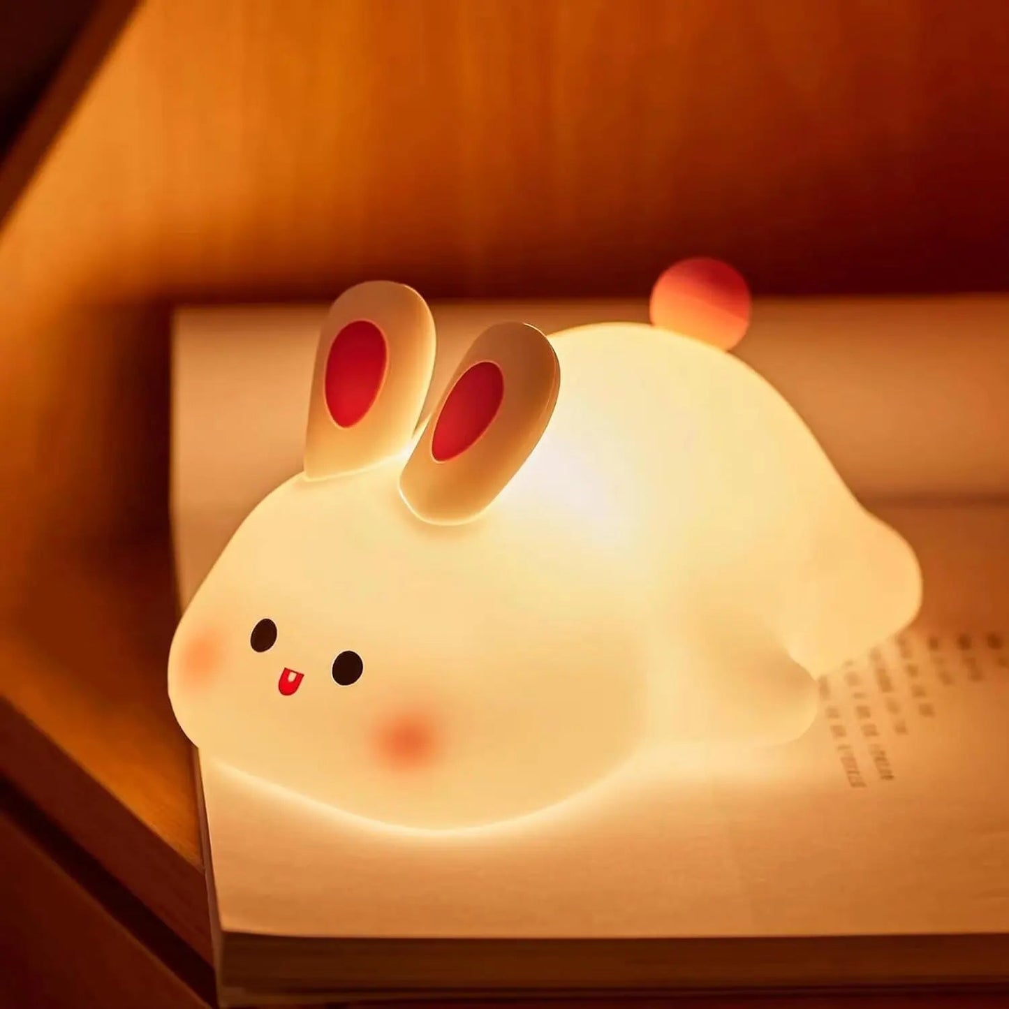 🐰 Cute Rabbit Silicone Night Lamp | Soft Touch LED Night Light with 3 Brightness Levels