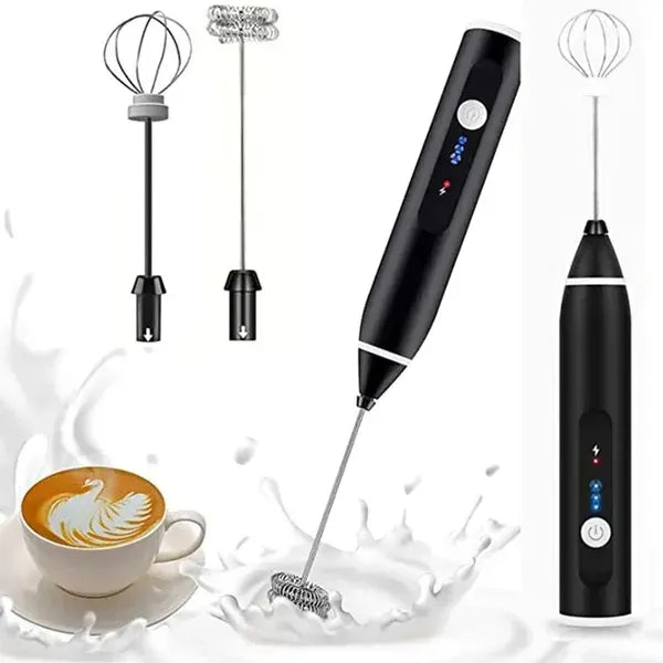 ☕ 2-in-1 Rechargeable Electric Milk Frother & Coffee Beater | 3-Speed USB Foam Maker & Egg Whisk