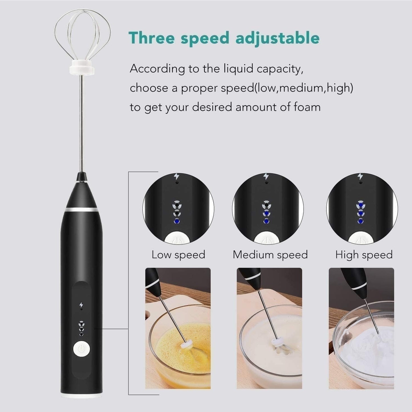☕ 2-in-1 Rechargeable Electric Milk Frother & Coffee Beater | 3-Speed USB Foam Maker & Egg Whisk
