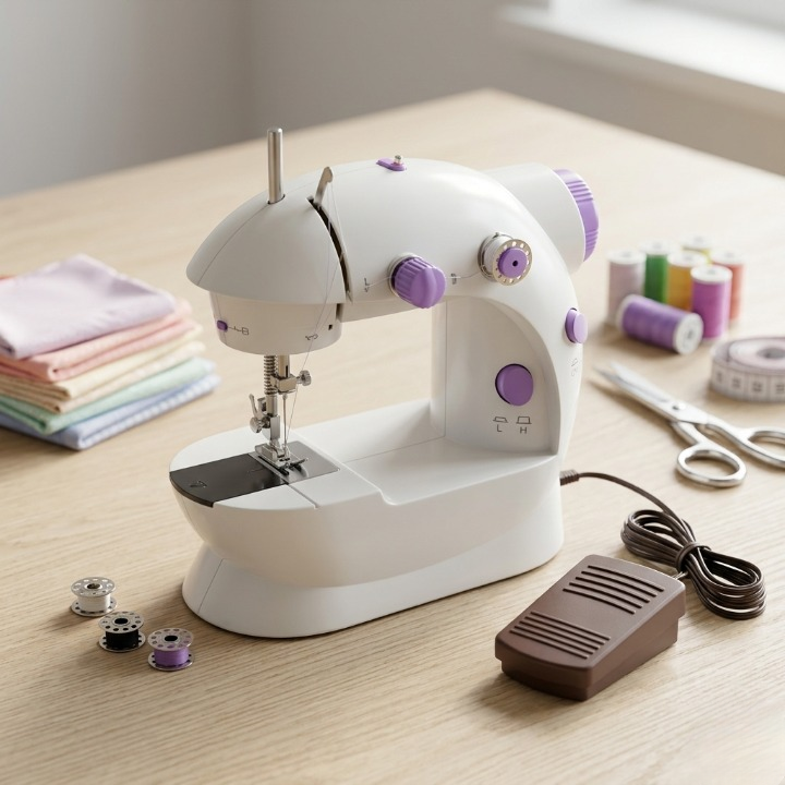 🧵 SM-202A Electric Mini Sewing Machine | Double Thread, 2-Speed Portable Sewing Machine for Home & Travel
