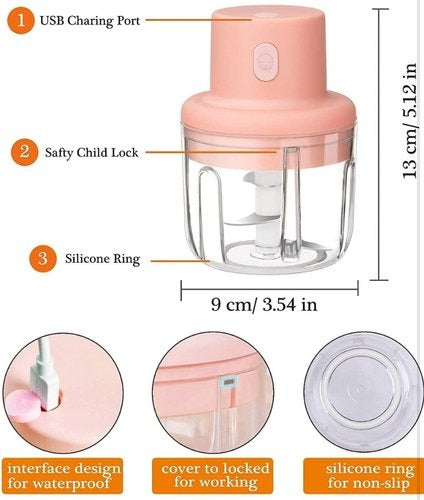 🔪 Mini USB Rechargeable Food Chopper | 250ml Electric Garlic, Vegetable & Meat Grinder with Cable