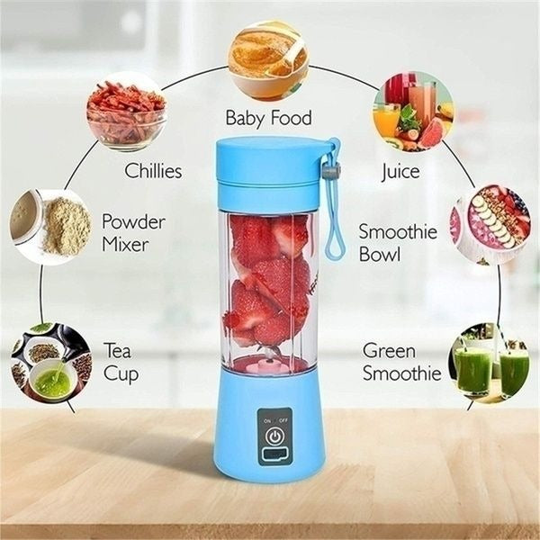 🍓 Portable USB Rechargeable Mini Blender | 6-Blade Personal Smoothie & Juice Maker (Random Color)