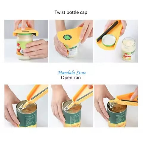 🔓 4-in-1 Multi-Function Jar Opener | Ergonomic Lid Remover Tool for Weak Hands, Seniors & Easy Kitchen Use