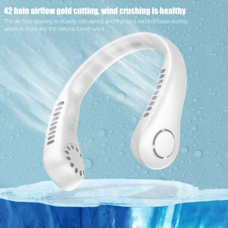 ❄️ Portable Hanging Neck Fan | Rechargeable USB Bladeless Cooling Fan | Hands-Free Personal Air Cooler