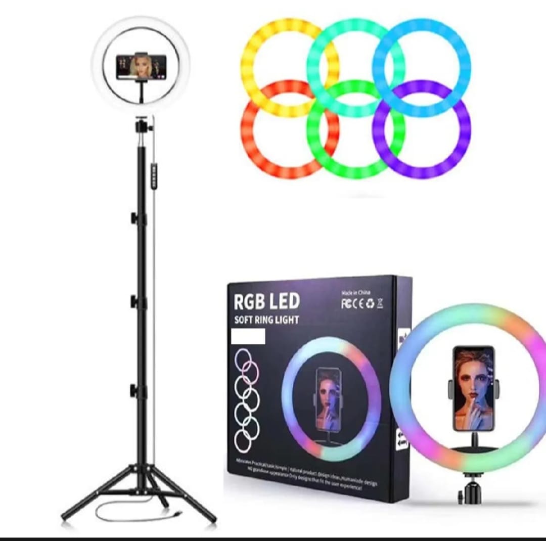 🌈 RGB Ring Light 26 CM (MJ26) with 7 Feet Stand – Adjustable LED Light for Photography, Makeup & Live Streaming