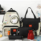 4 Set Backpack For Teenager Girl Waterproof High Capacity School Bags Female Student Cute BookBags | Black