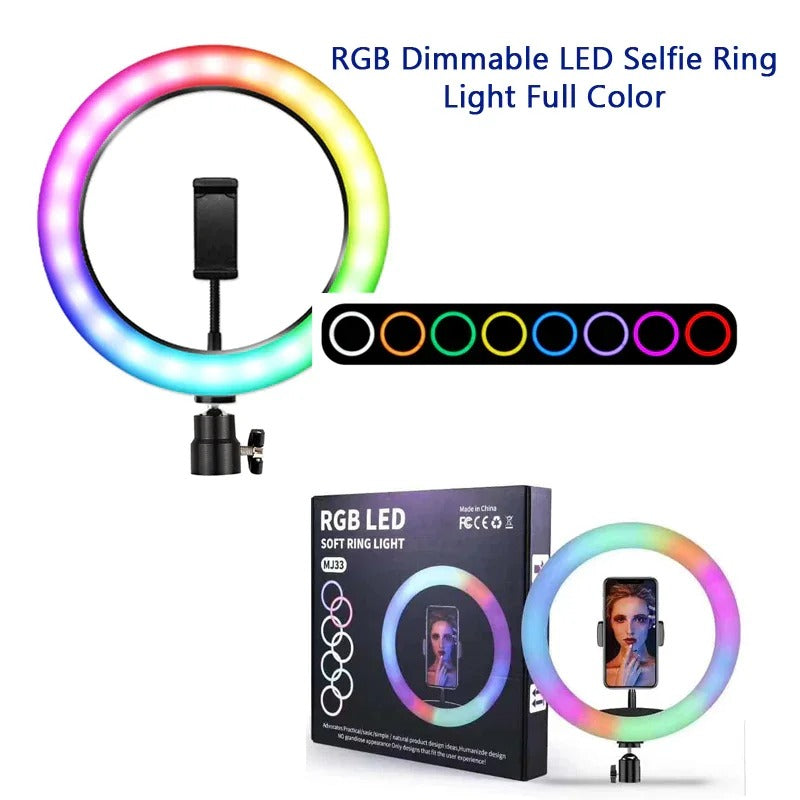 🌈 RGB Ring Light 26 CM (MJ26) with 7 Feet Stand – Adjustable LED Light for Photography, Makeup & Live Streaming