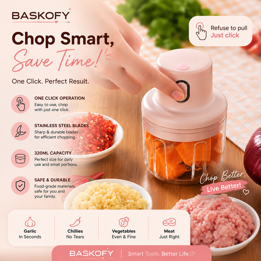 🔪 Mini USB Rechargeable Food Chopper | 250ml Electric Garlic, Vegetable & Meat Grinder with Cable