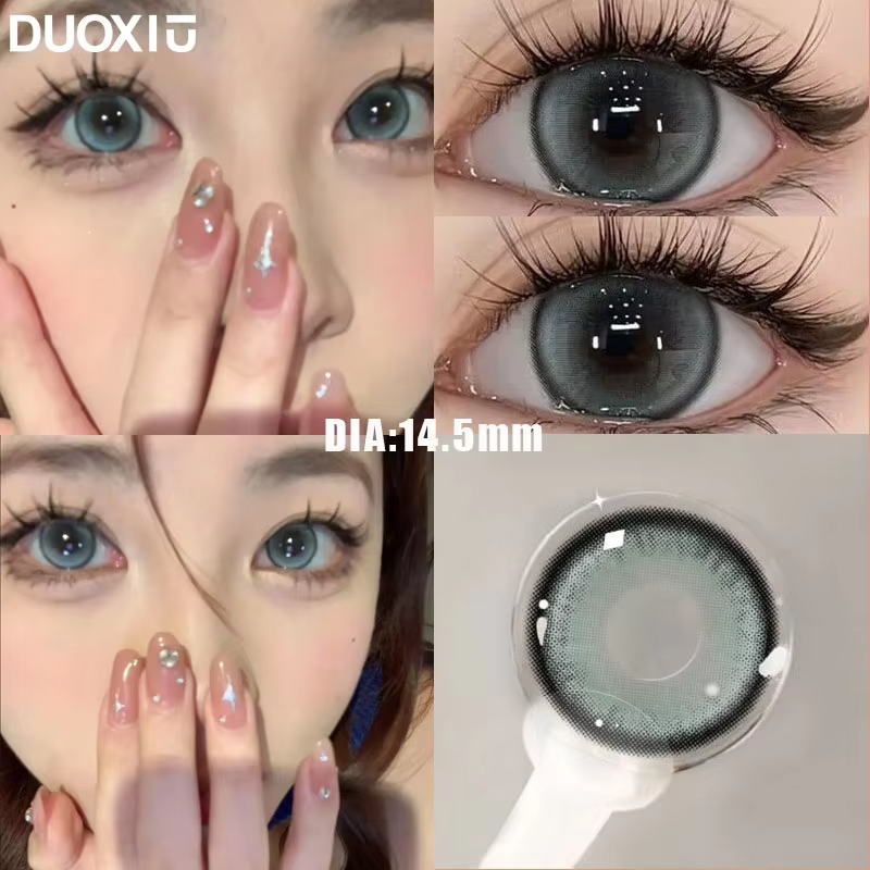👁️ DUOXIU Korean Color Contact Lenses | Natural Gray & Blue Eyes