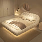 🛏️ Luxury Floating Lambswool Bed | Modern Upholstered Princess King Size Bed for Master Bedroom