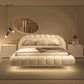 🛏️ Luxury Floating Lambswool Bed | Modern Upholstered Princess King Size Bed for Master Bedroom