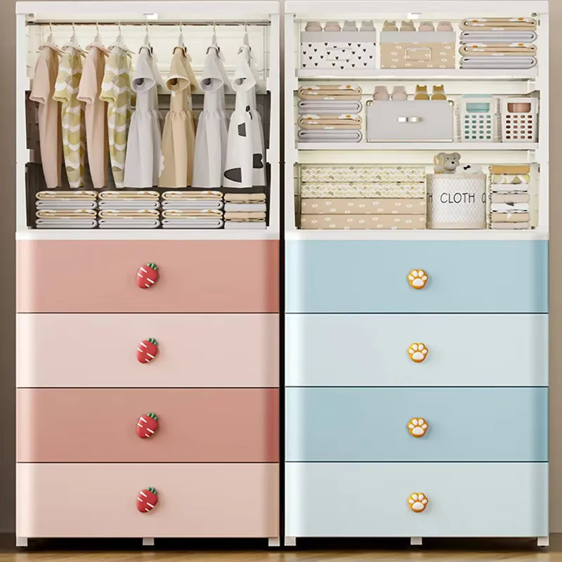 🗄️ Foldable Modular Storage Cabinet | Plastic Wardrobe with Drawers for Bedroom, Baby Room & Office